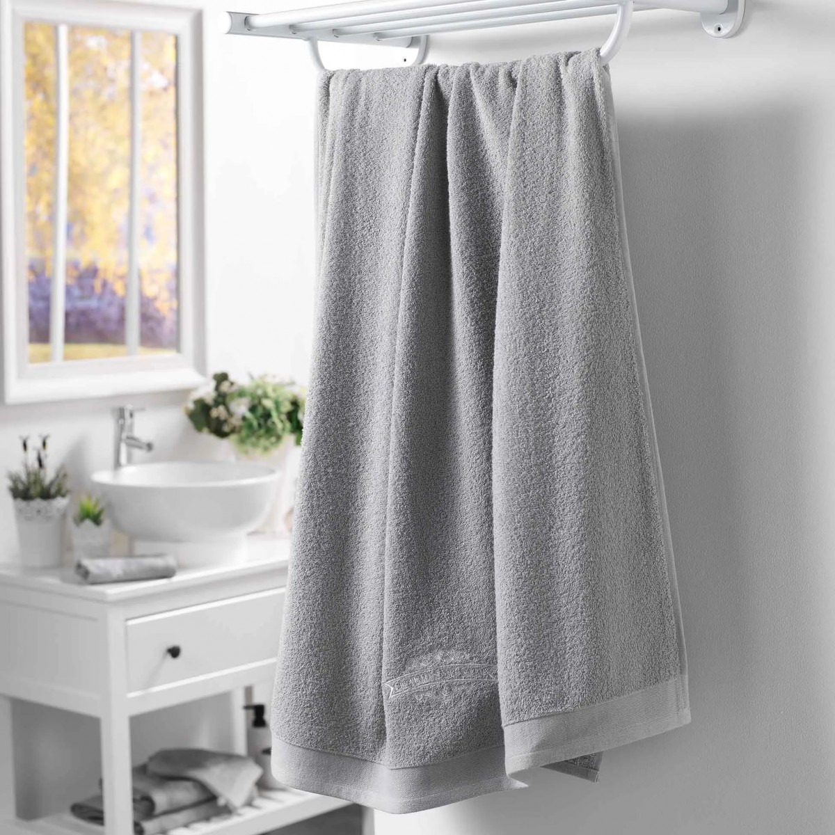 Serviette de bain 90 x 150 cm Vintage Gris gris, EDEN