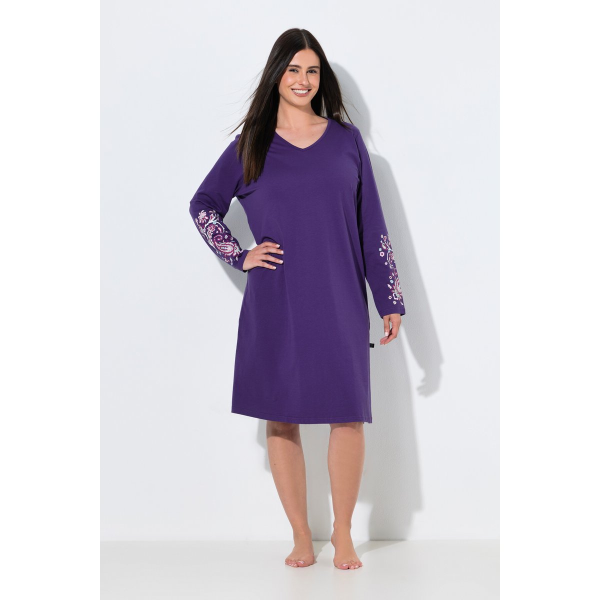 Lot de 2 grands T-shirts, motif cachemire bleu lilas, ULLA POPKEN