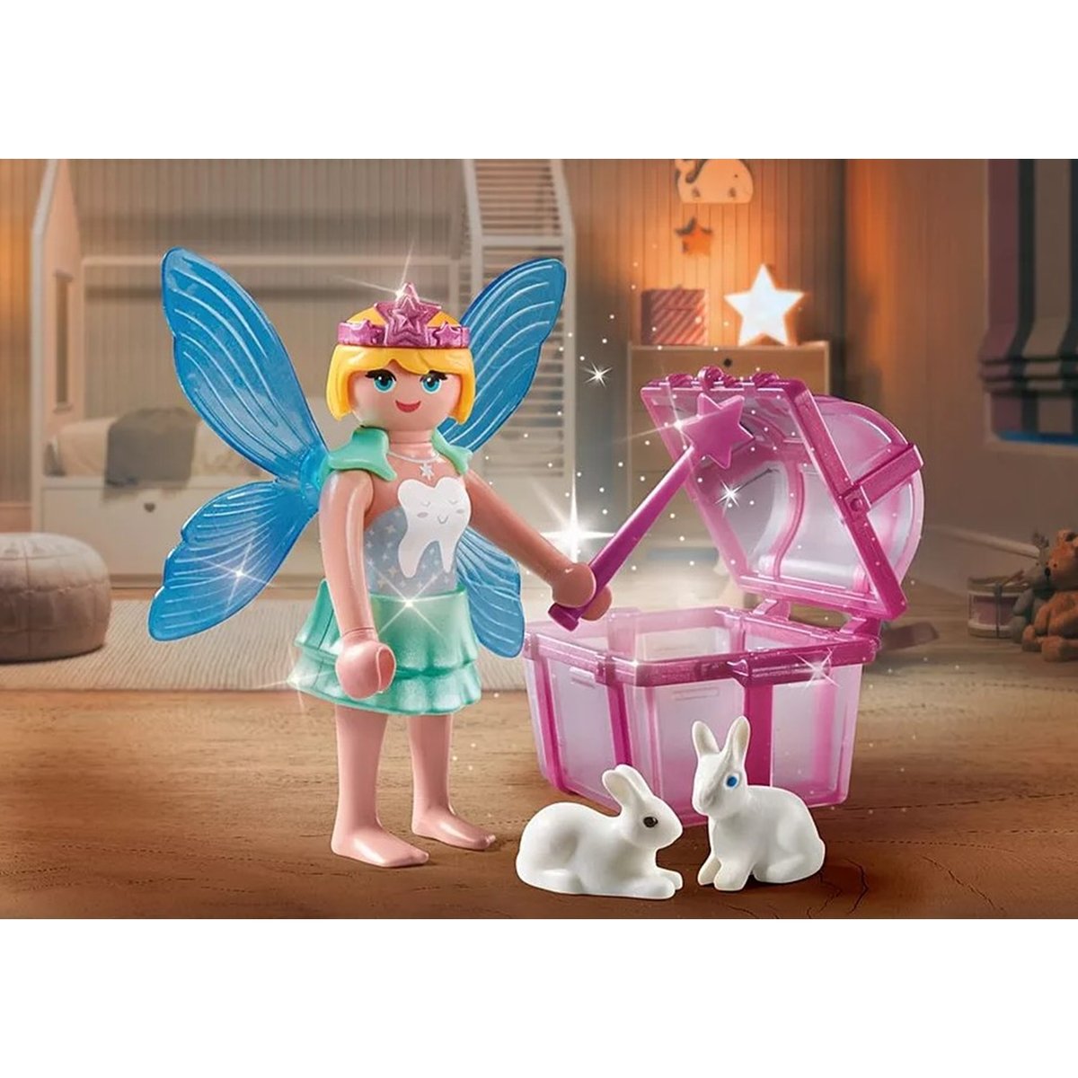 Special Plus Fée avec coffre à dents de lait et deux lapins multicolore, PLAYMOBIL