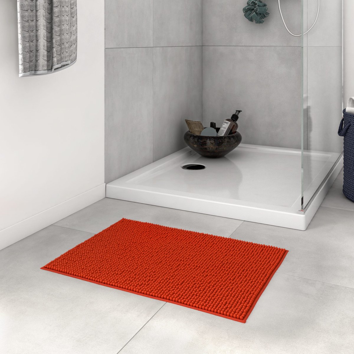 Tapis de bain en polyester, EASY rouge, SENSEA