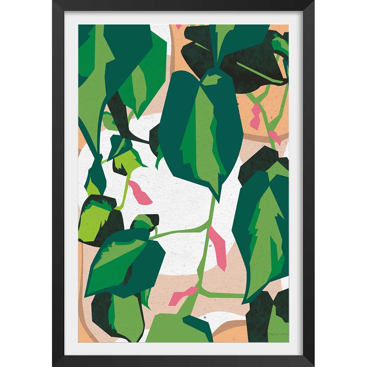 Poster green touch affiche + cadre en bois - noir, HEXOA