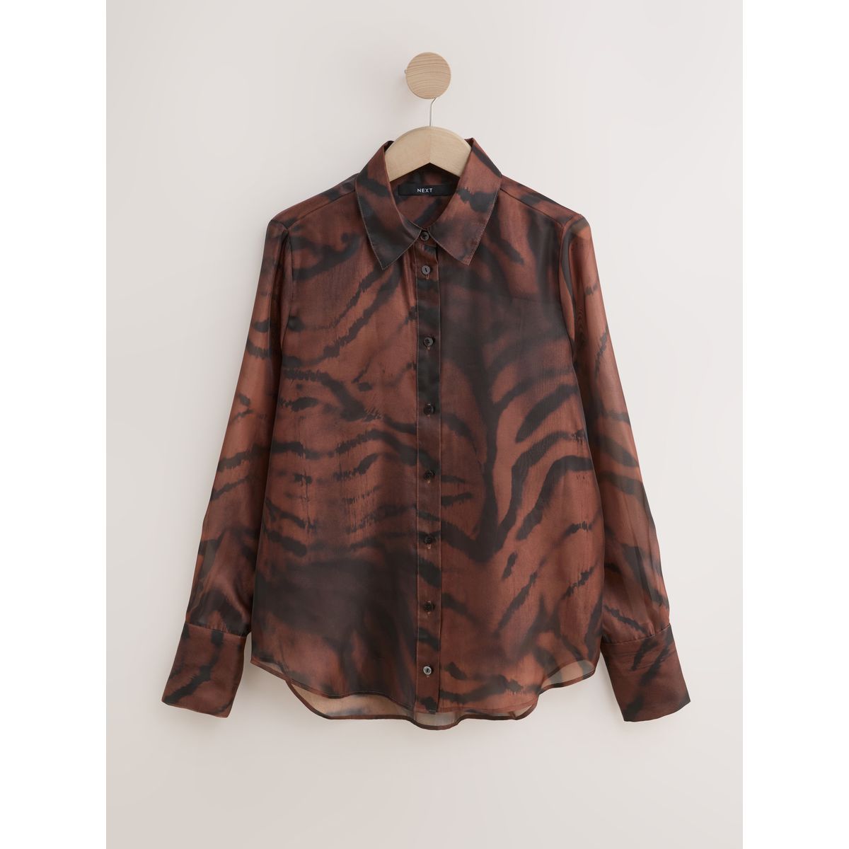 Chemise transparente à manches longues imprimé zèbre marron/orange, NEXT