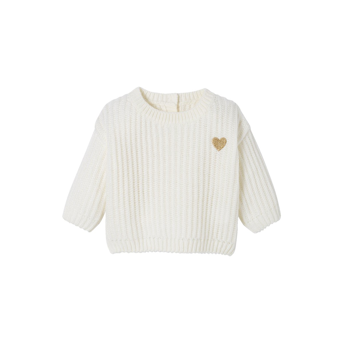 Pull tricot coeur doré ivoire, VERTBAUDET