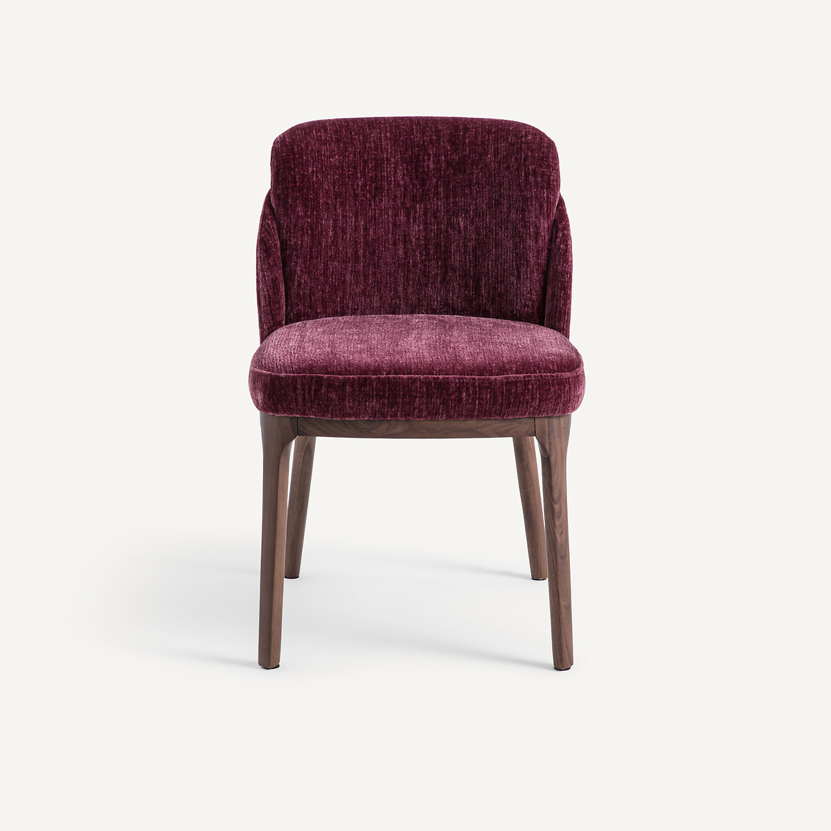 Chaise pied noyer et velours, Jabote bourgogne, AM.PM