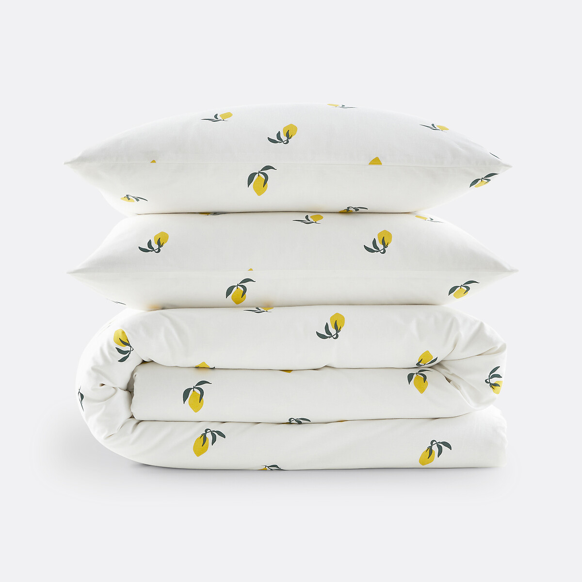 Parure 50% coton recyclé, taie carrée, Citron imprimé, LA REDOUTE INTERIEURS