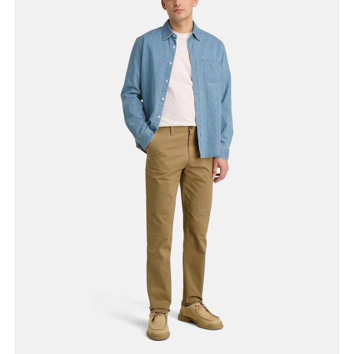 Chemise droite nirnim en coton denim bleu jean délavé, GALERIES LAFAYETTE