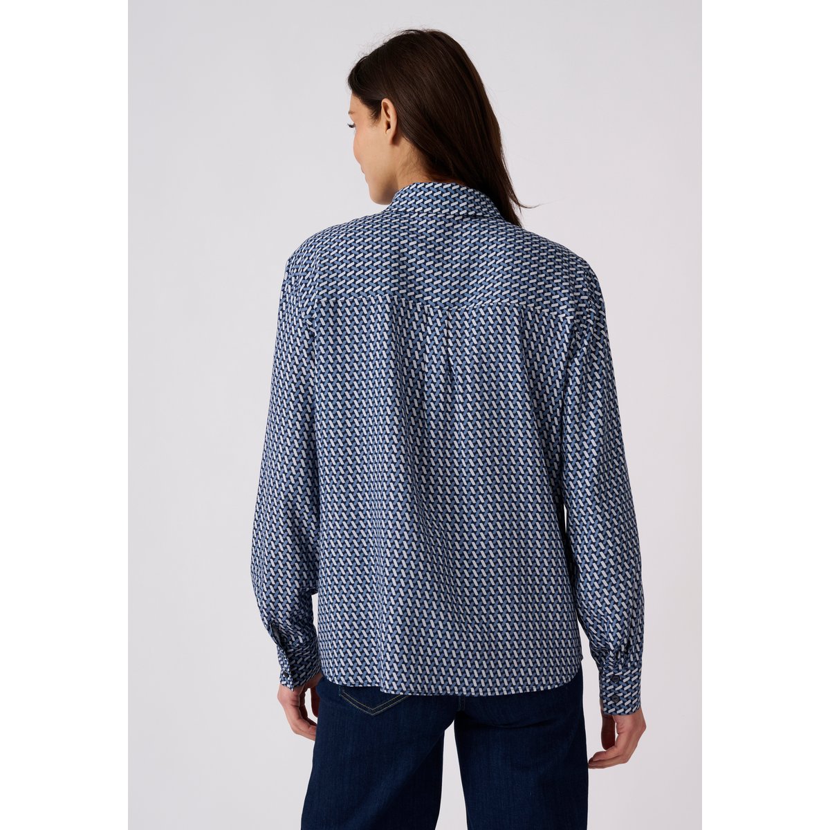 Chemisier imprimé graphique pure viscose bleu graphique, DAMART