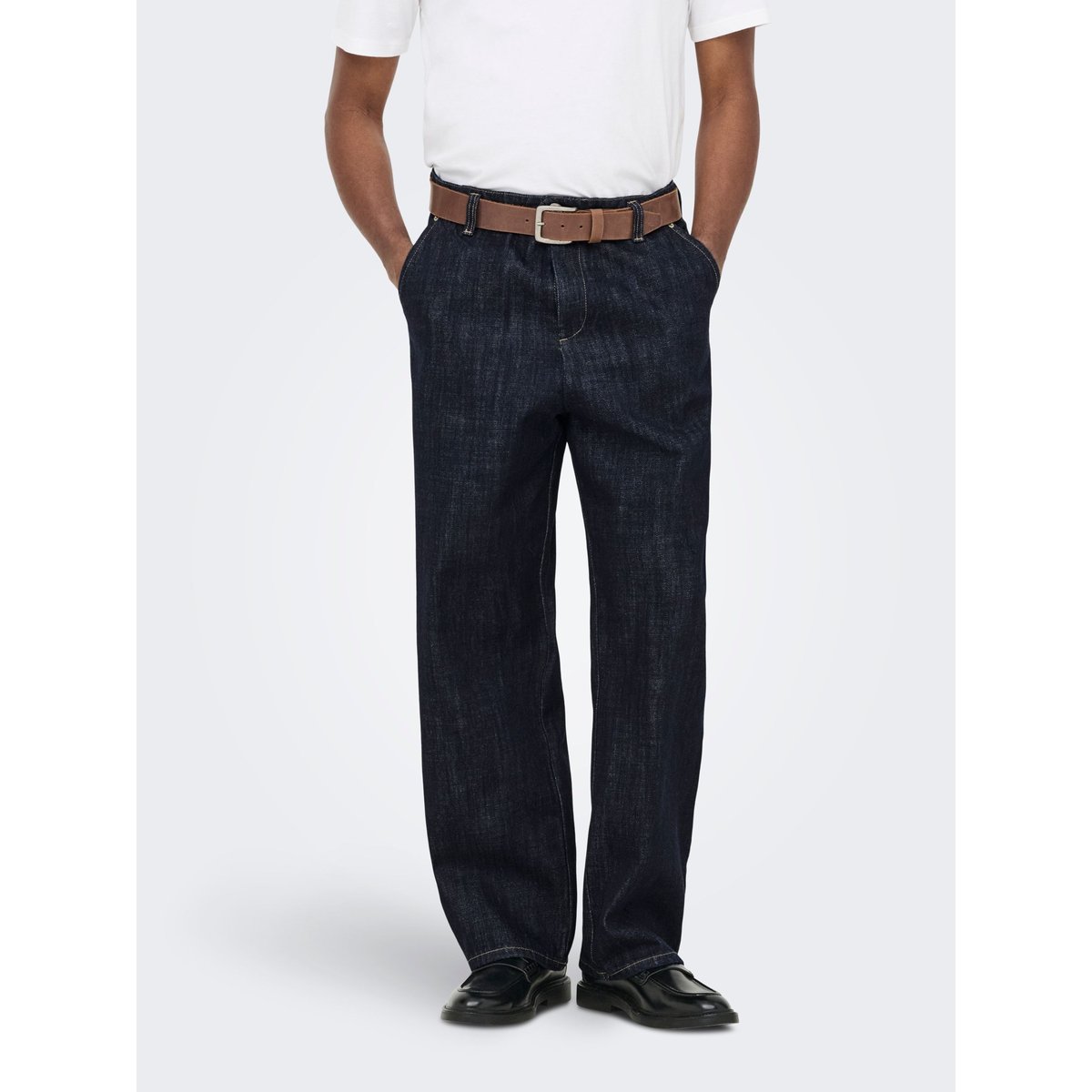 Jean À Jambe Large dark blue denim, ONLY & SONS