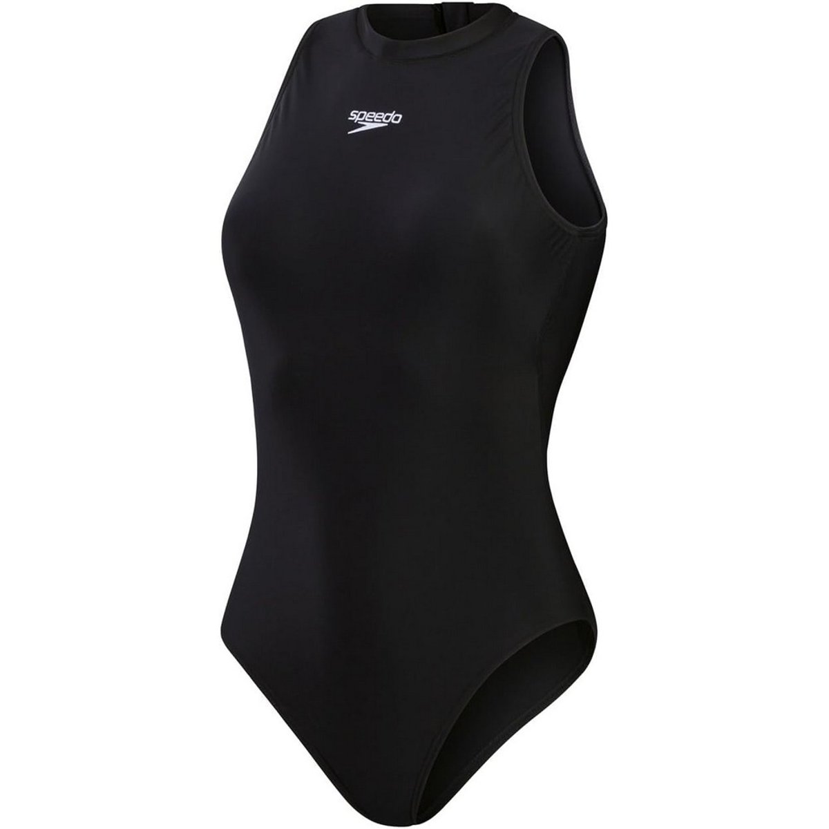 Maillot de bain 1 pièce uni à col ras-du-cou et fermeture éclair arrière HYDRASUIT noir, SPEEDO