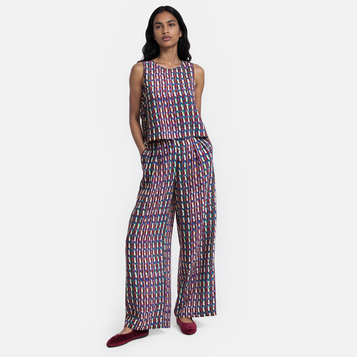 Pantalon large imprimé à taille élastiquée imprimé ethnique, LA REDOUTE COLLECTIONS