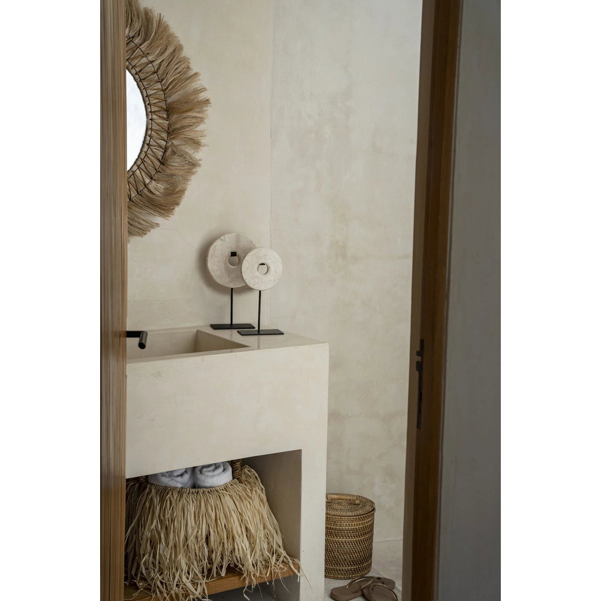 Statuette disque en marbre MARBLE blanc, BAZAR BIZAR