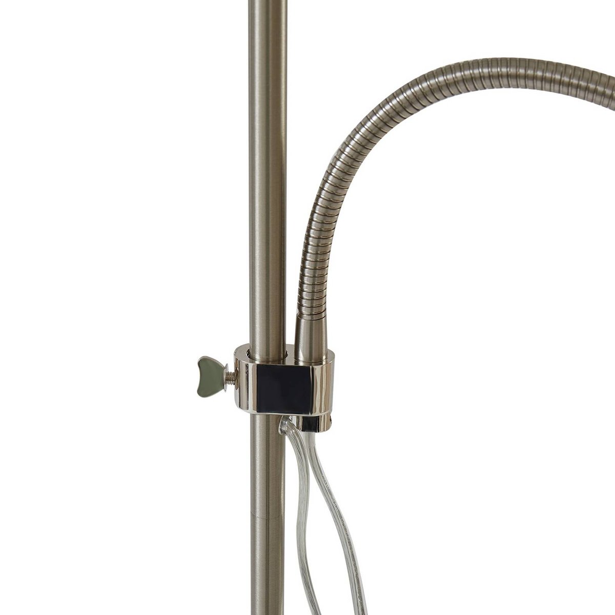 Lampadaire en métal moderne, Melanie nickel mat, gris, LINDBY