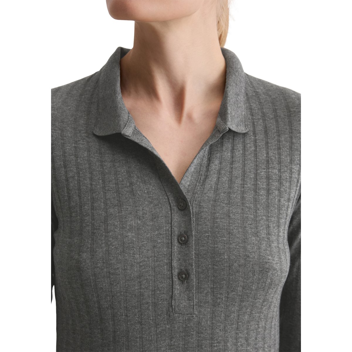 Polo en jersey régulier en mélange coton-modal organique gris, MARC O'POLO