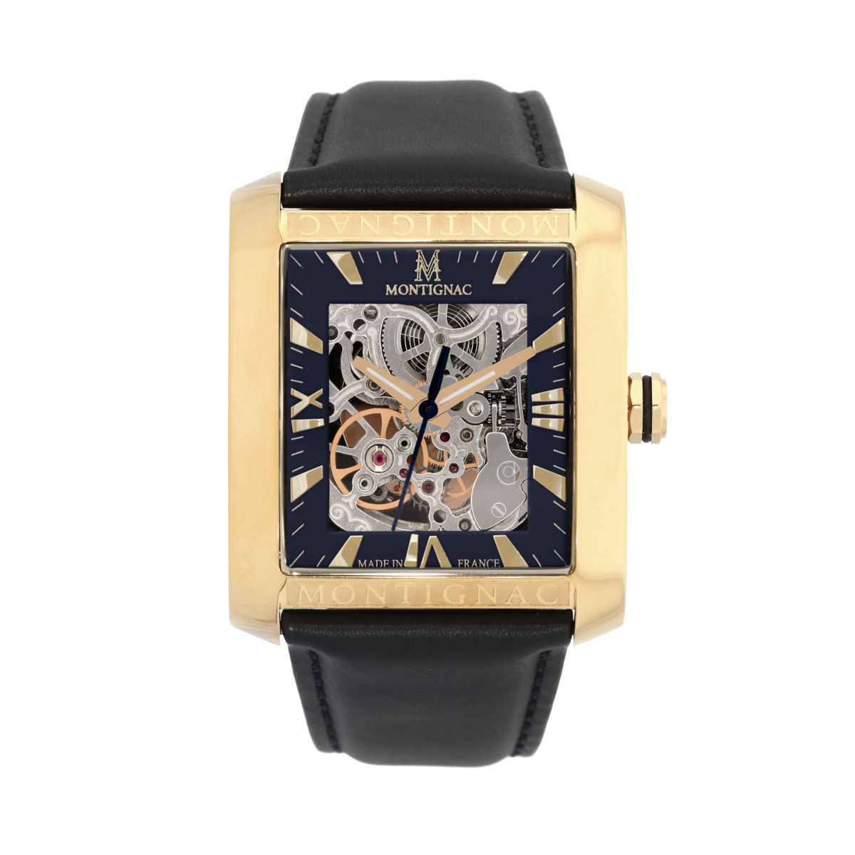 Montre Analogique  RECTANGLE doré noir noir, MONTIGNAC