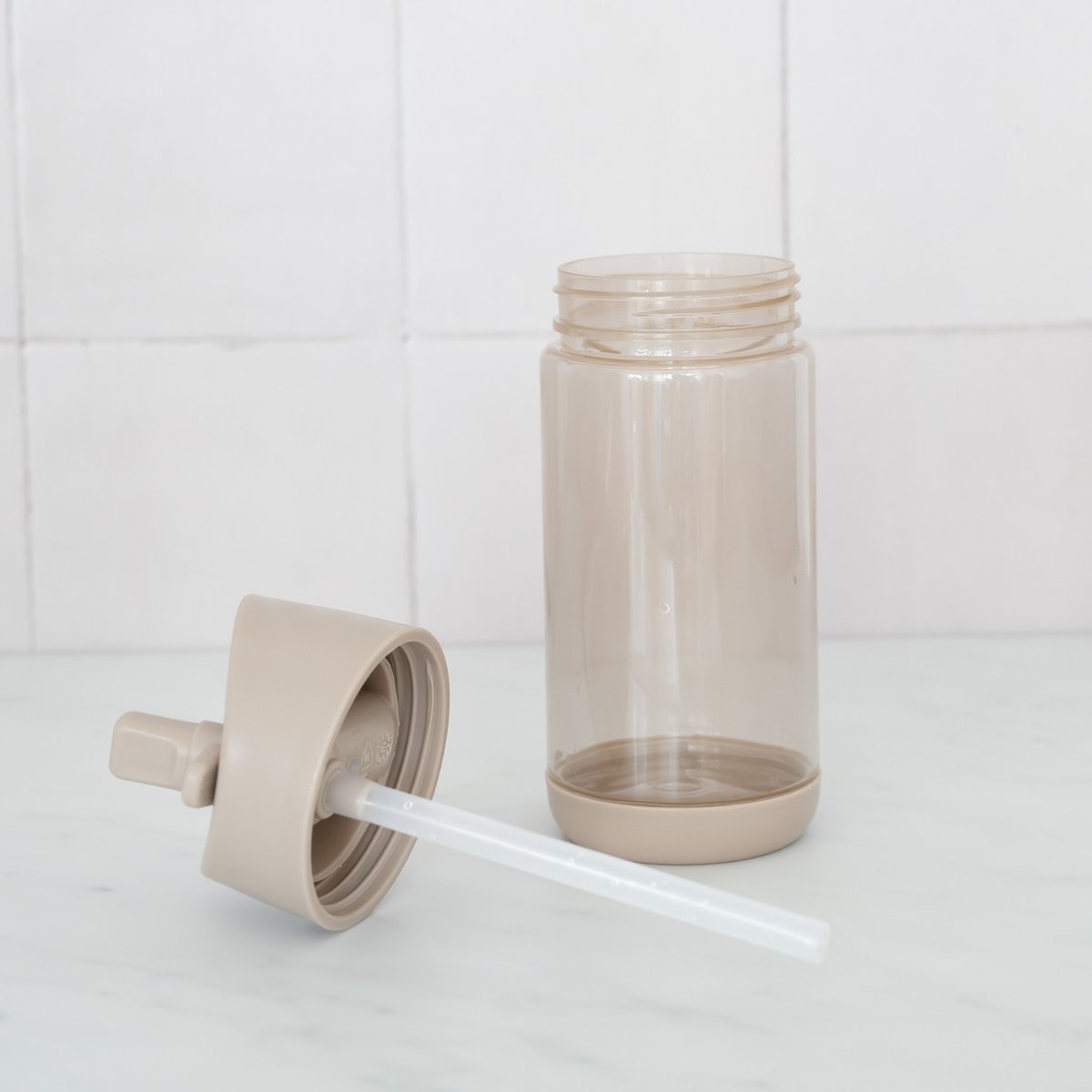 Gourde en plastique recyclé beige, 3 SPROUTS