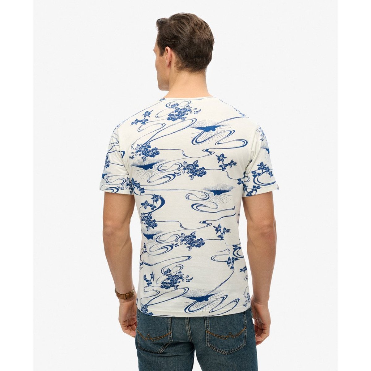 T-shirt imprimé Classic Essential blanc moon mountain, SUPERDRY