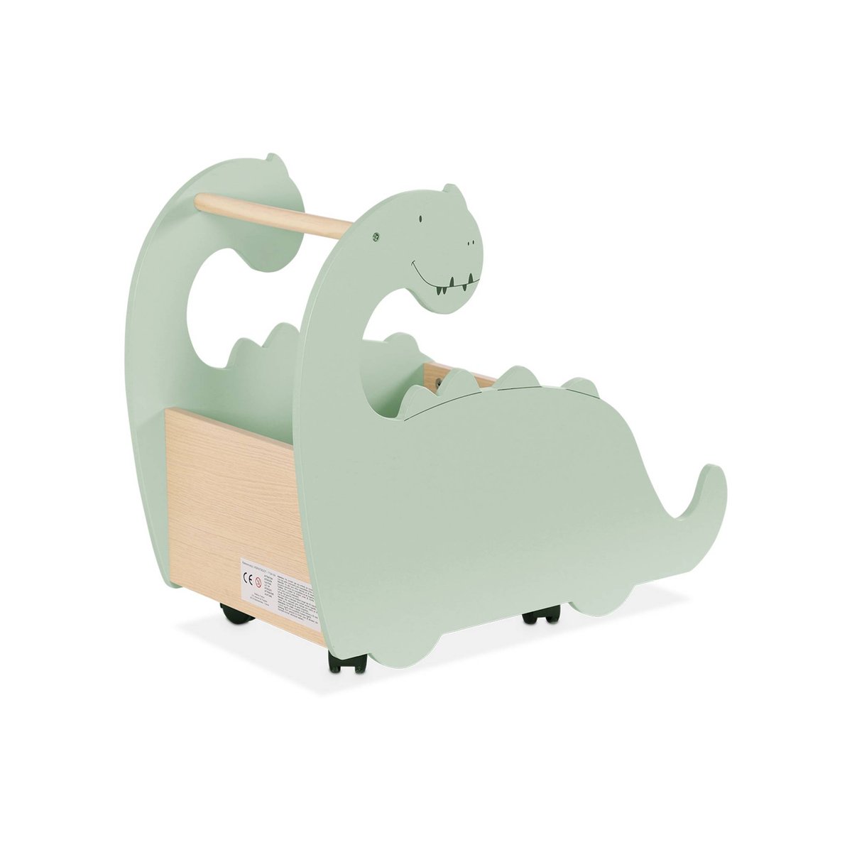 Coffre à jouets enfant avec roulettes forme dinosaure BRACHI vert, SWEEEK