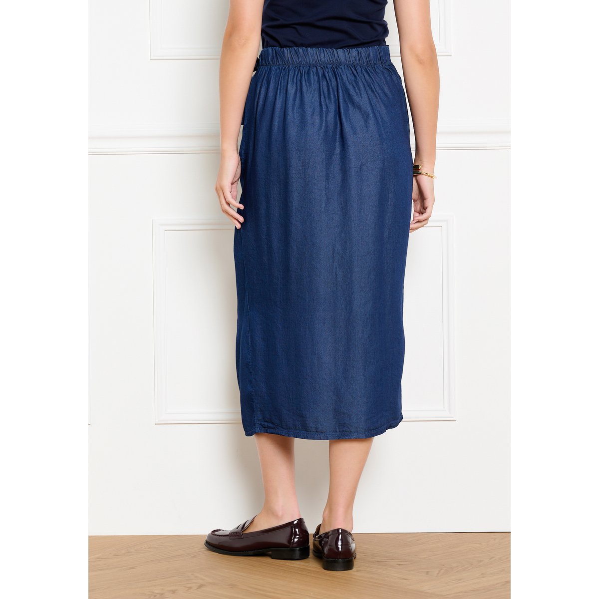 Jupe portefeuille Tencel dark blue, LOLALIZA