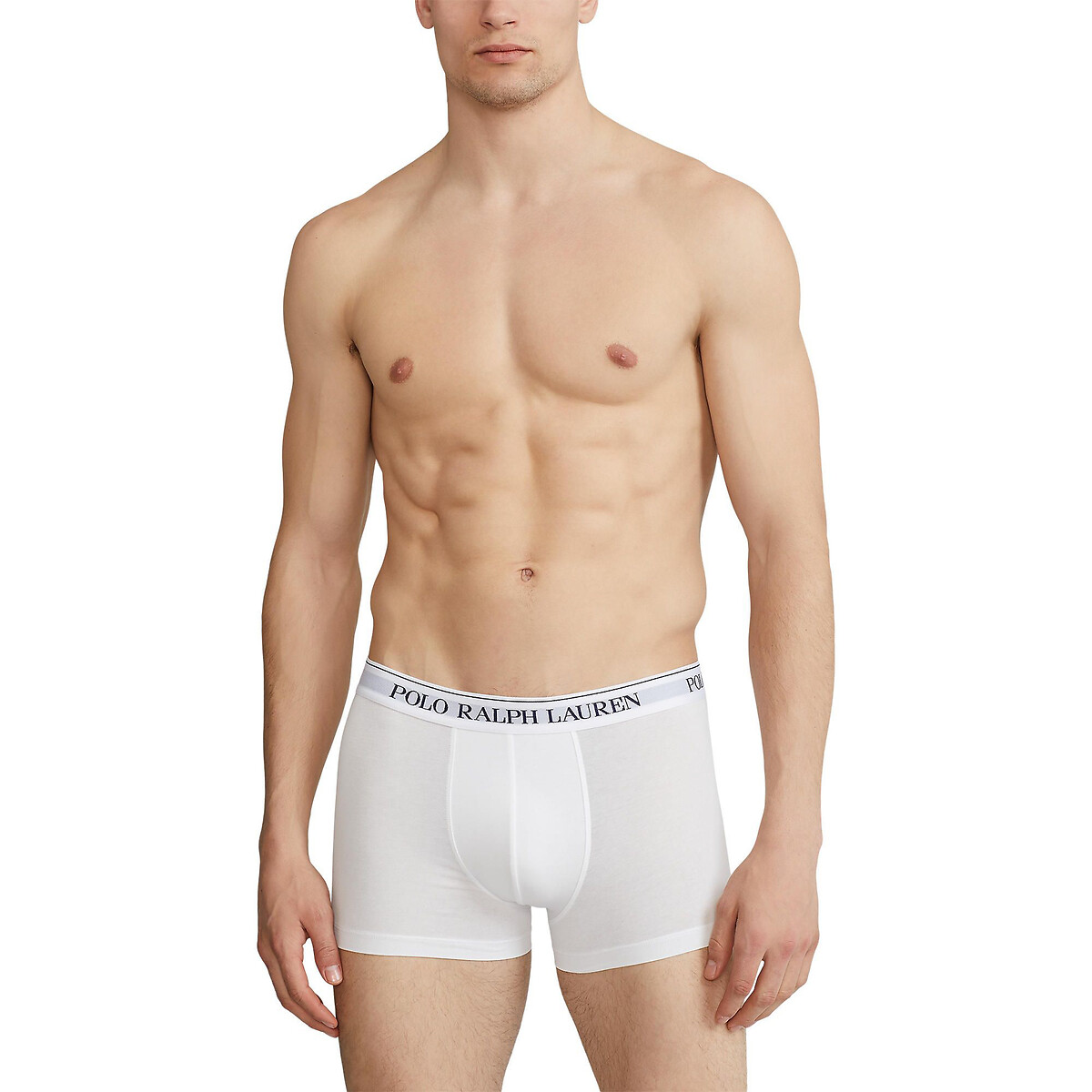 Set di 3 boxer classici in cotone elasticizzato blu marino + bianco + blu marino stampato, POLO RALPH LAUREN