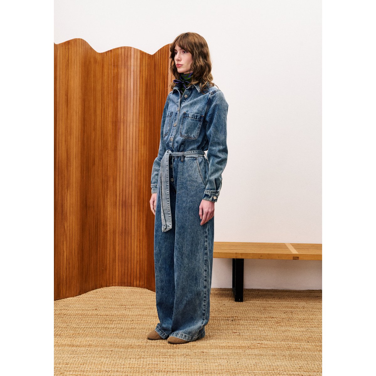 Combinaison en coton VERVEINE bleu jean, FRNCH