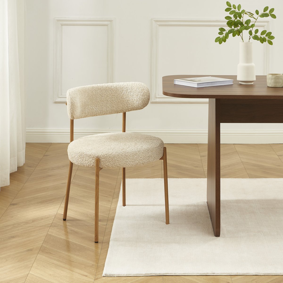 Chaises tissu pieds métal (lot de 2) NOA beige, BAÏTA