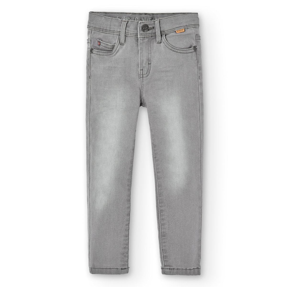 Pantalon garçon en denim élastiqué gris, BOBOLI
