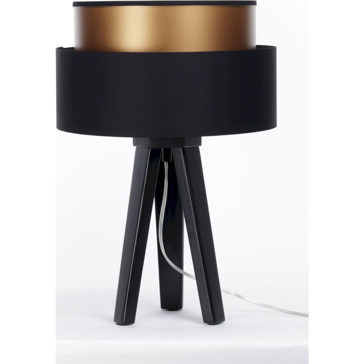 Lampe à poser ronde, DUO ELLEGANT noir satiné intérieur cuivre, BPS KONCEPT