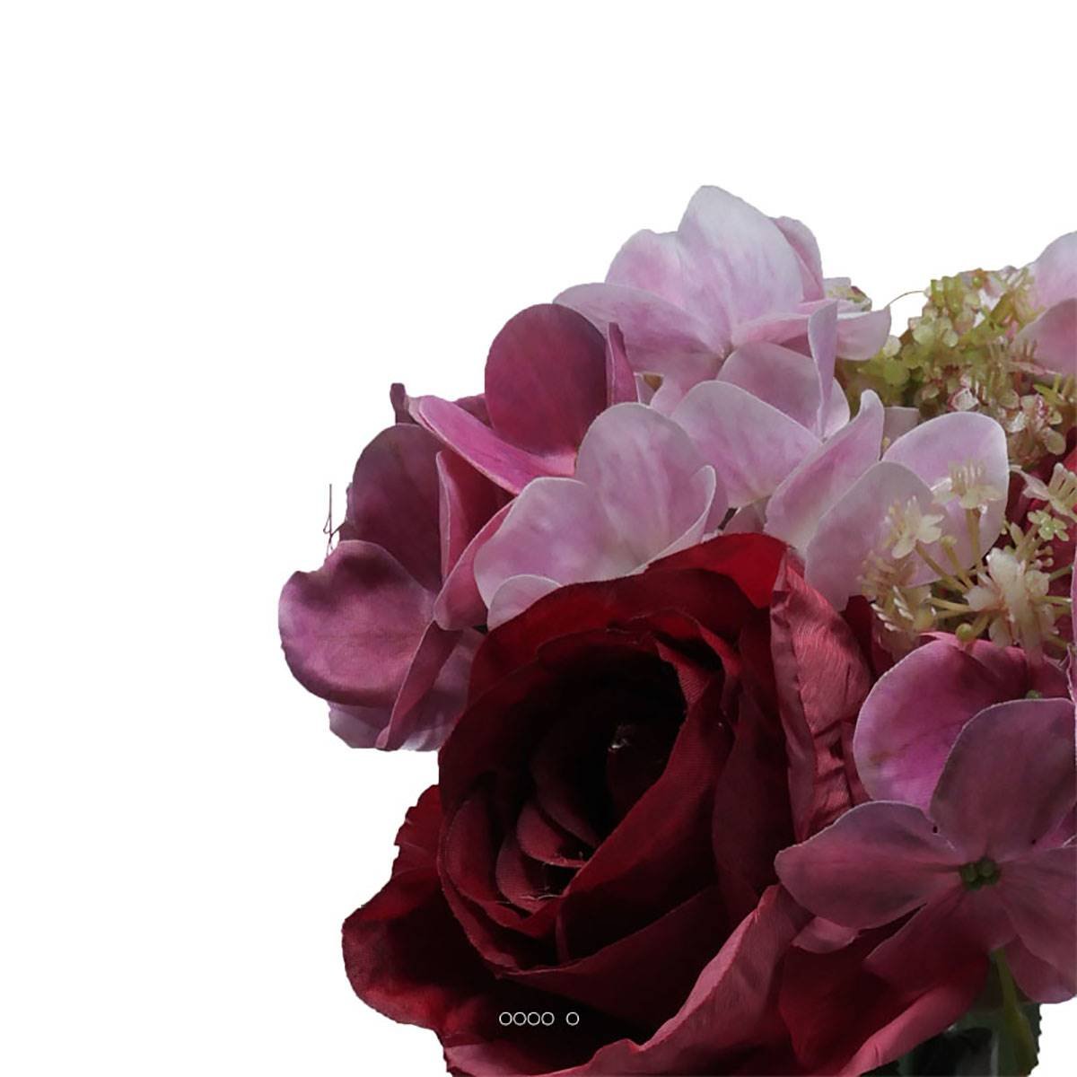 Bouquet de fausses roses et hortensias H 30 rose, ARTIFICIELLES