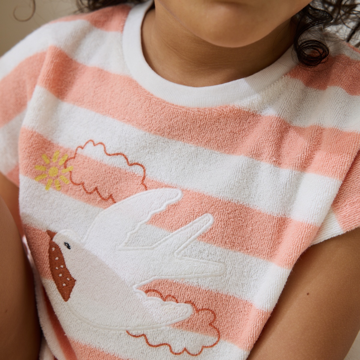 Robe enfant en éponge + headband Honfleur corail, PETIT BEGUIN