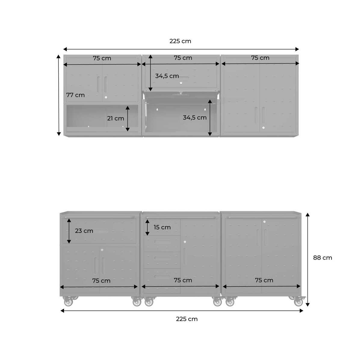 Meubles de rangement pour garage 6 modules acier BOBBY noir, SWEEEK