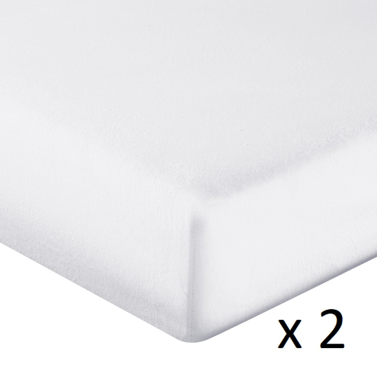 Lot de 2 protège-matelas en coton bonnet 30 cm 160 g/m² SECURE blanc, SENSEI MAISON