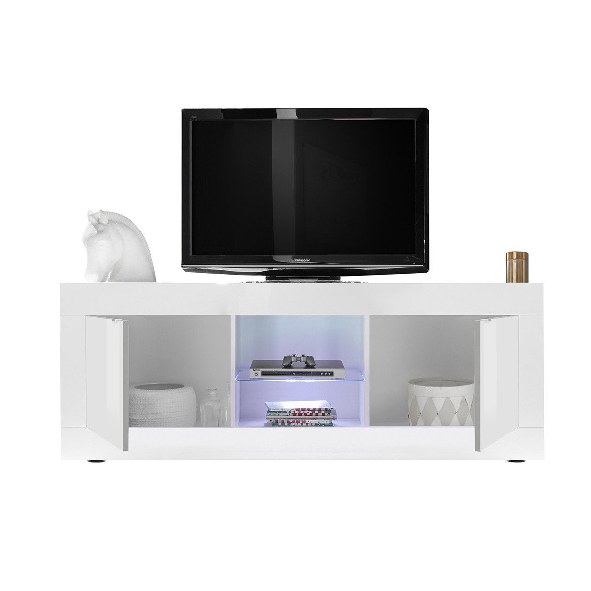 Meuble TV 2 Portes sans Éclairage L180 cm - INITIAL blanc, CALICOSY