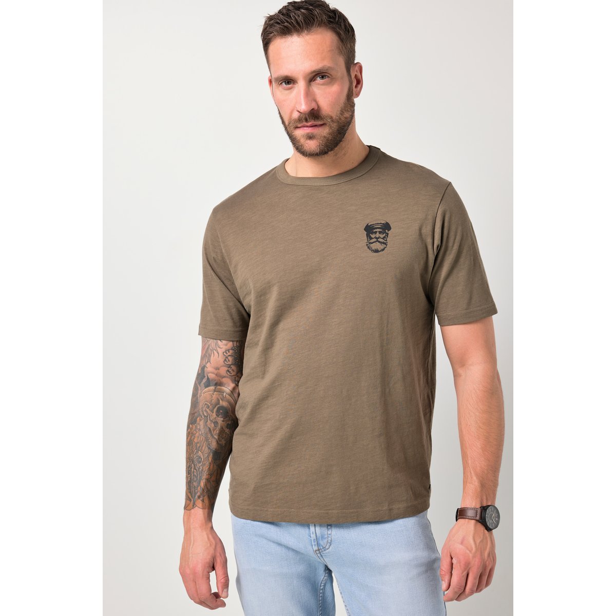 T-shirt, imprimé et manches courtes brunâtre, JP1880