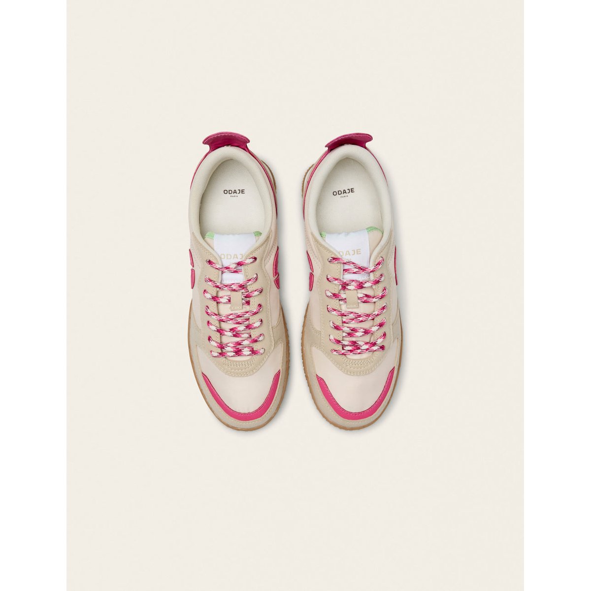 Baskets basses LAYRAS beige rose pistache, ODAJE