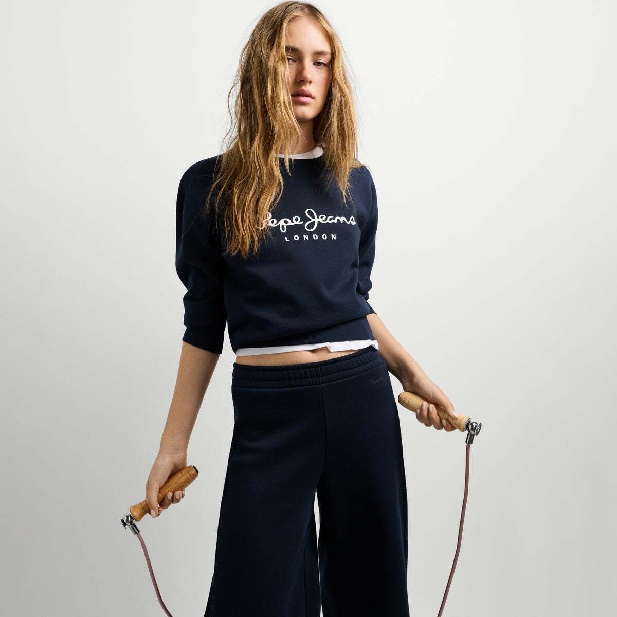Sweat-Shirt À Col Rond Avec Logo bleu dulwich, PEPE JEANS