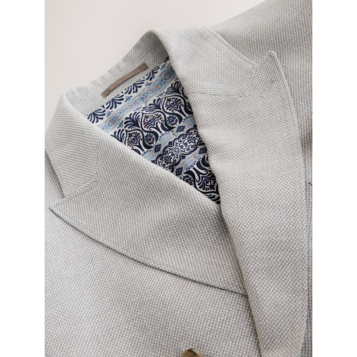 Blazer croisé en lin mélangé texturé gris clair, NEXT