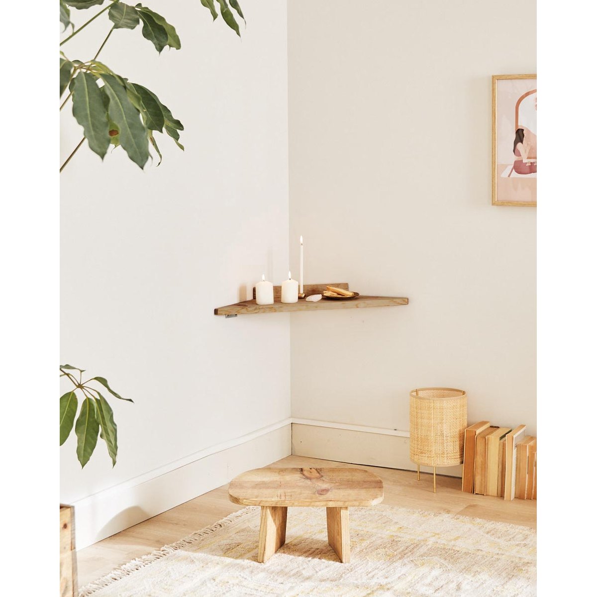 Étagère d’angle en bois recyclé marron 70 cm - ERINOME marron, HANNUN