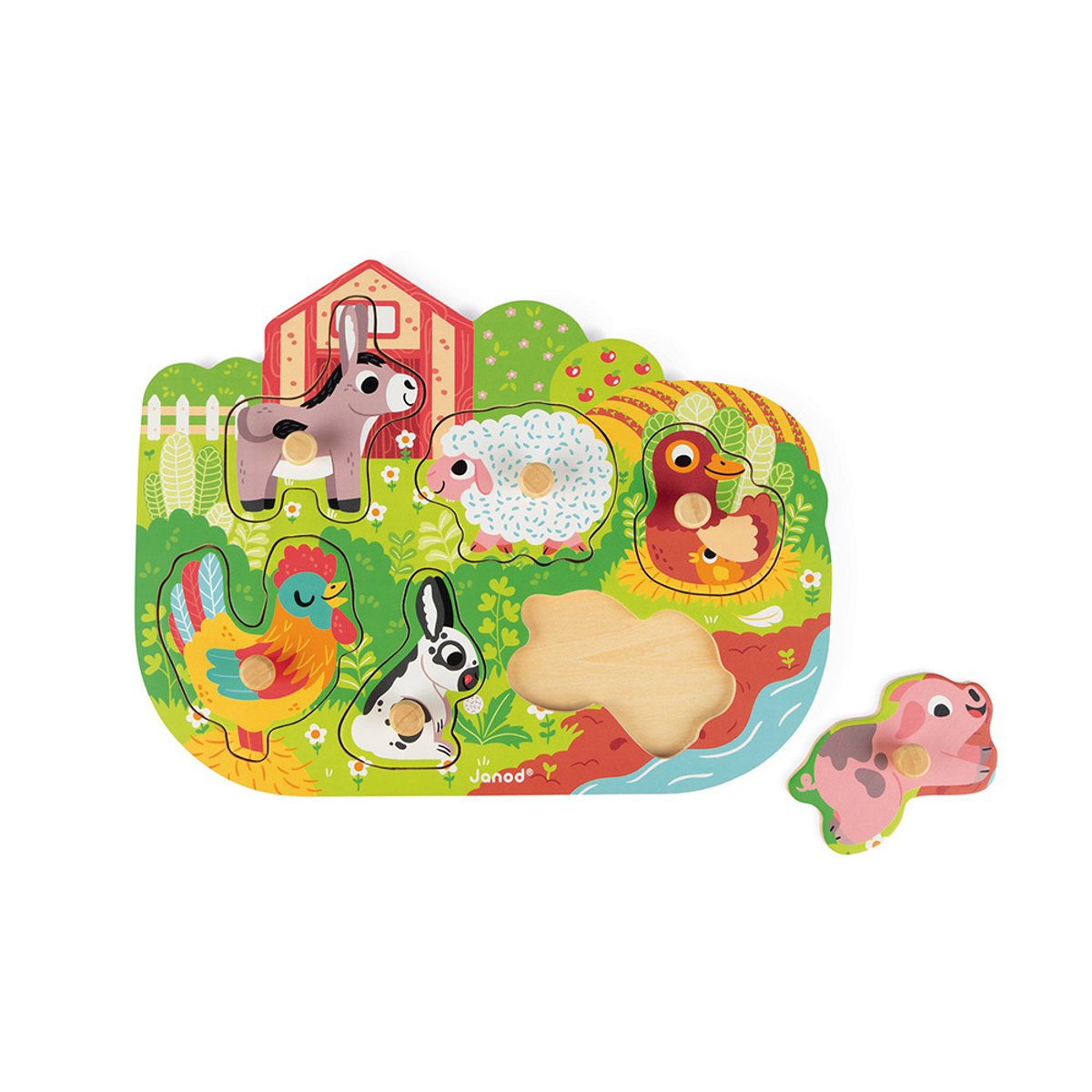 Puzzle en bois Happy Farm vert, JANOD