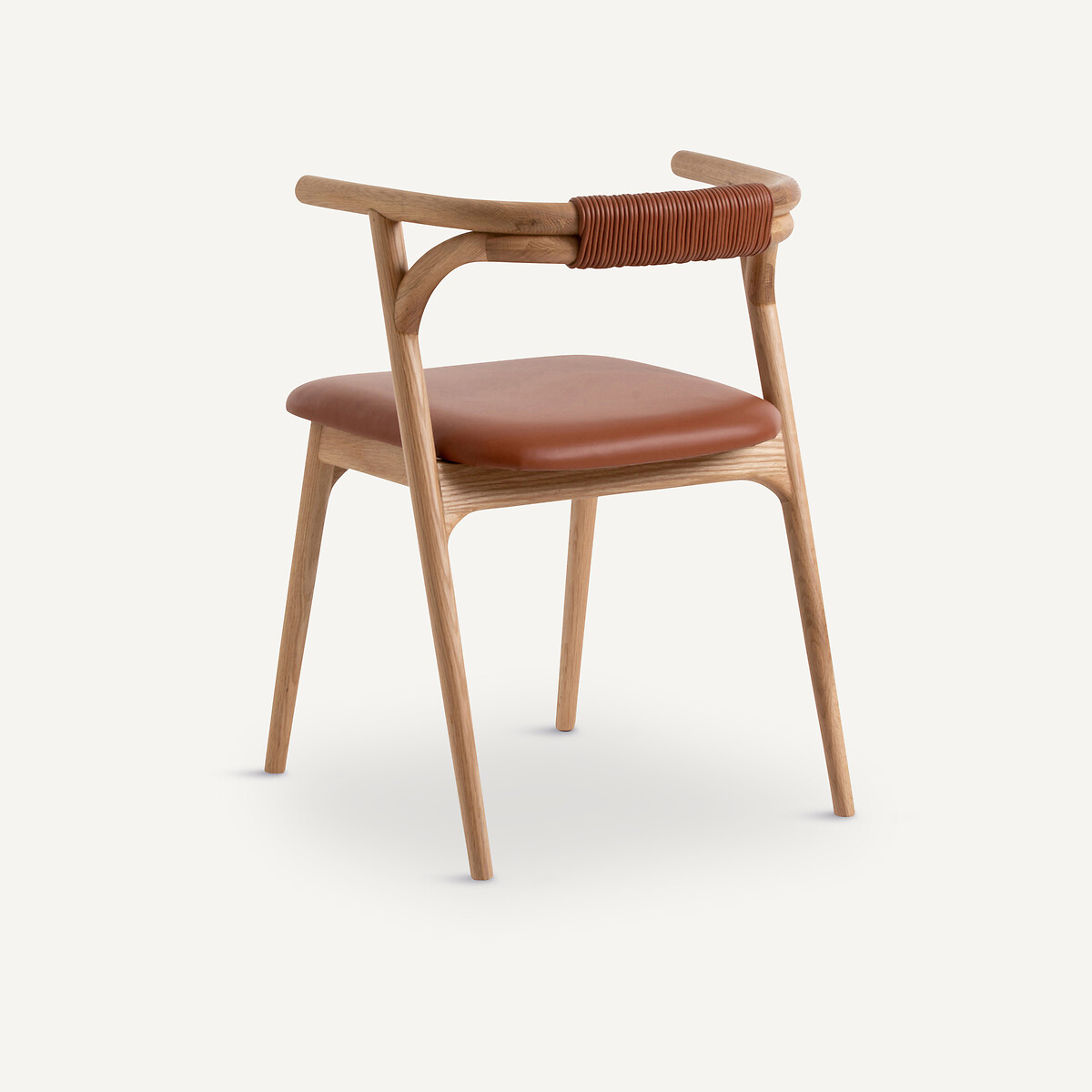 Fauteuil de table chêne et cuir, Fermyo chêne naturel, AM.PM