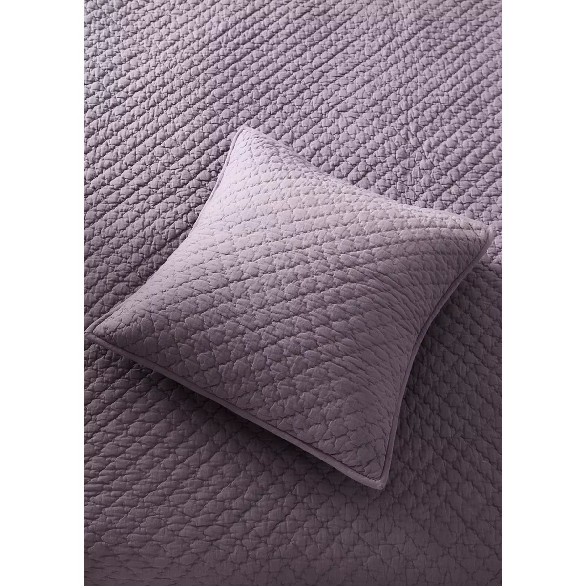 Housse de coussin lit coton surpiqûres fait main 50x50 cm lilas, MANGO HOME