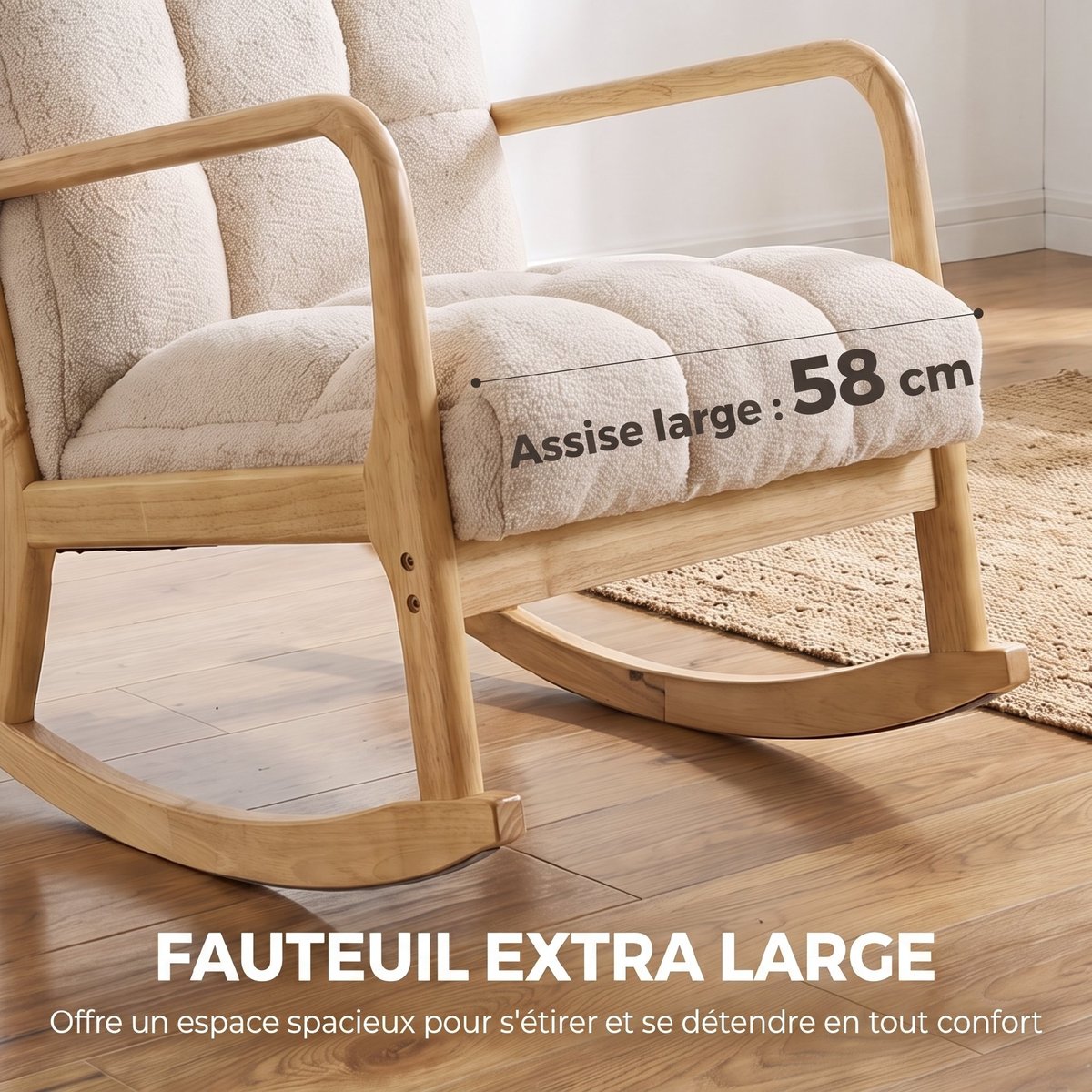 Ensemble de fauteuils à bascule Tissu beige, HOMCOM