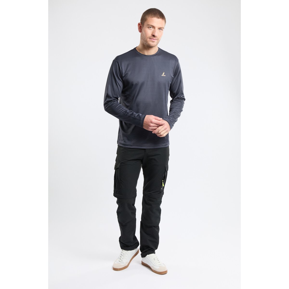 T-shirt manches longues en polyester recyclé VALLON navy, BERMUDES