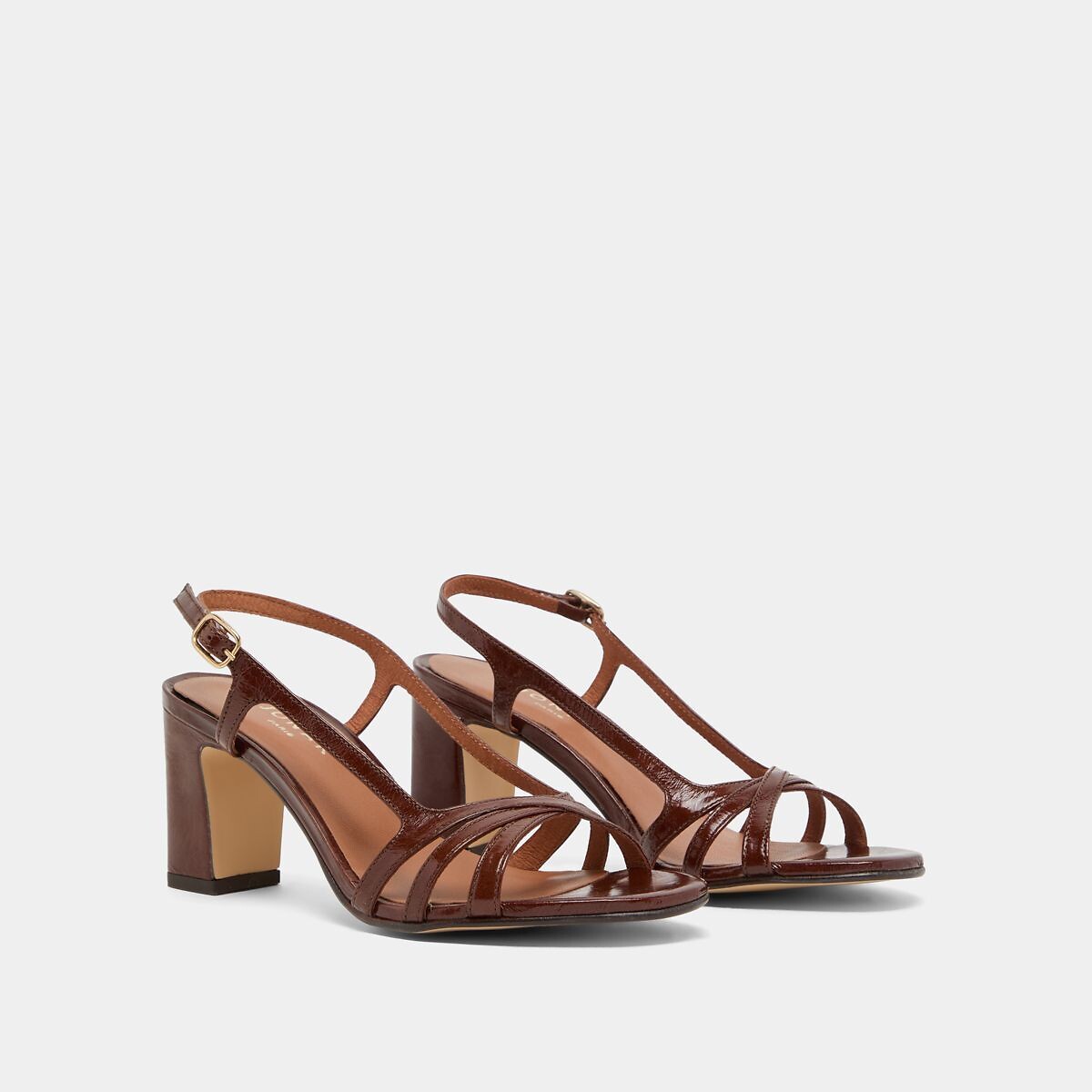 Sandales à talon Vaiana, cuir marron, JONAK