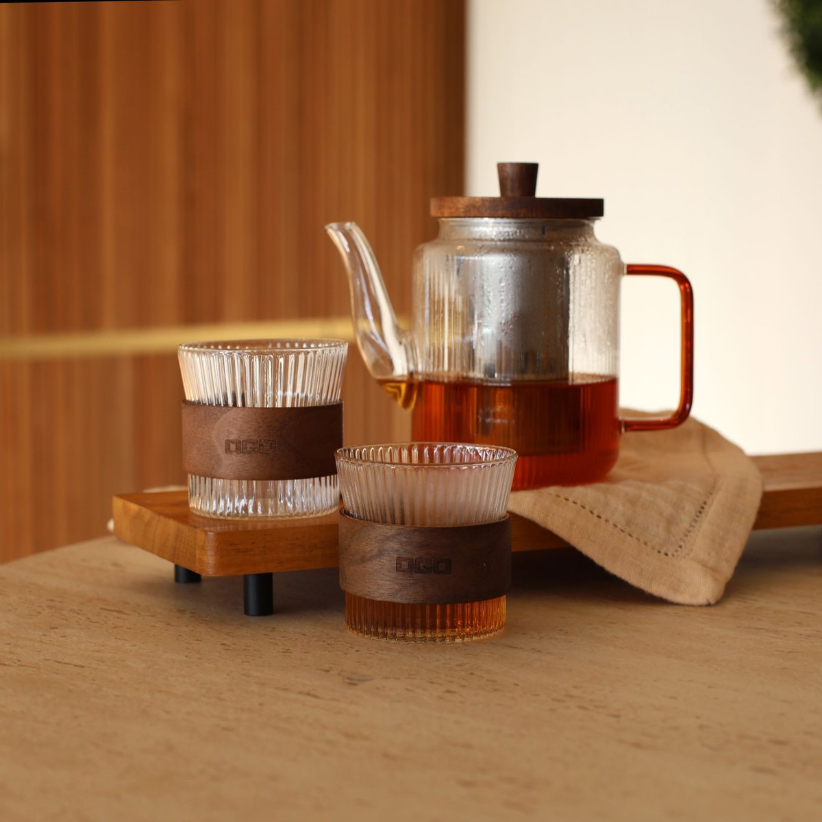Théière 55cl avec tasse en verre 15cl, KARL naturel-transparent, OGO LIVING