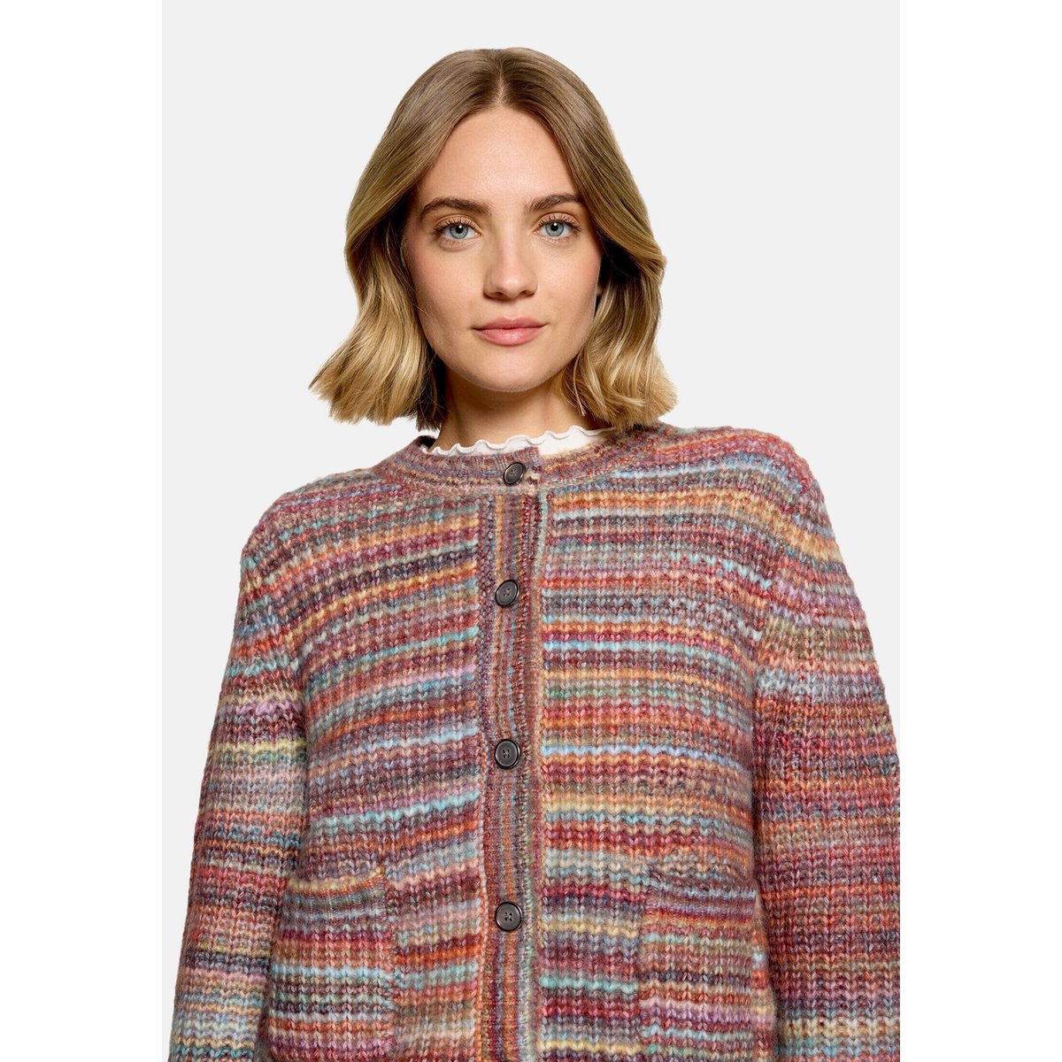 Cardigan en maille à encolure ronde pink/green, CARTOON