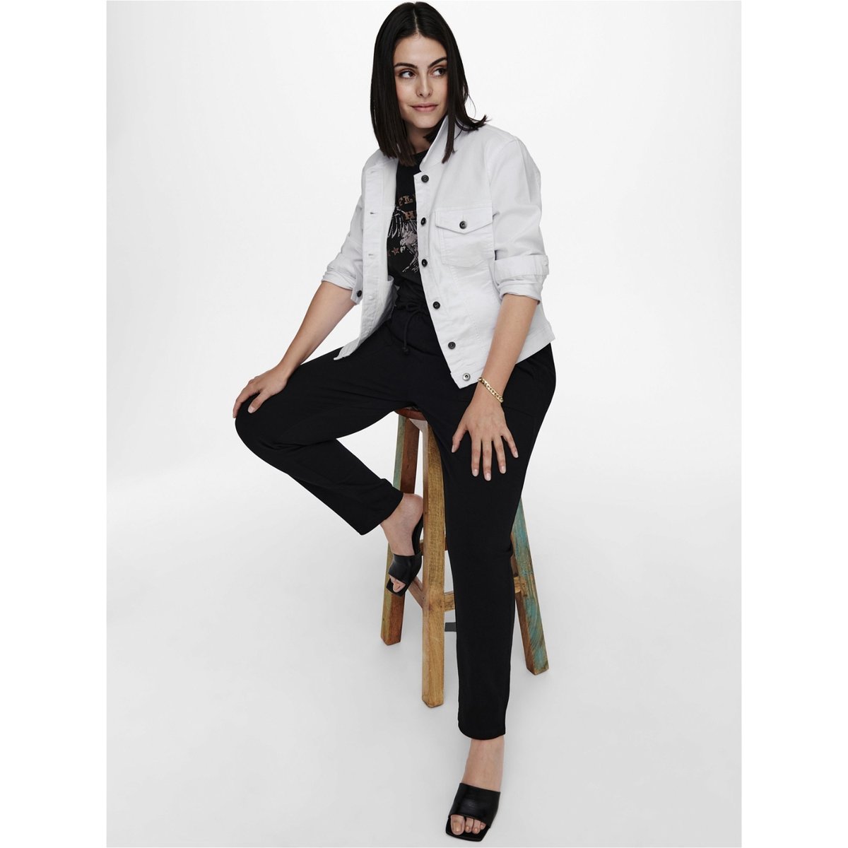 Veste courte en jean blanc, ONLY CARMAKOMA