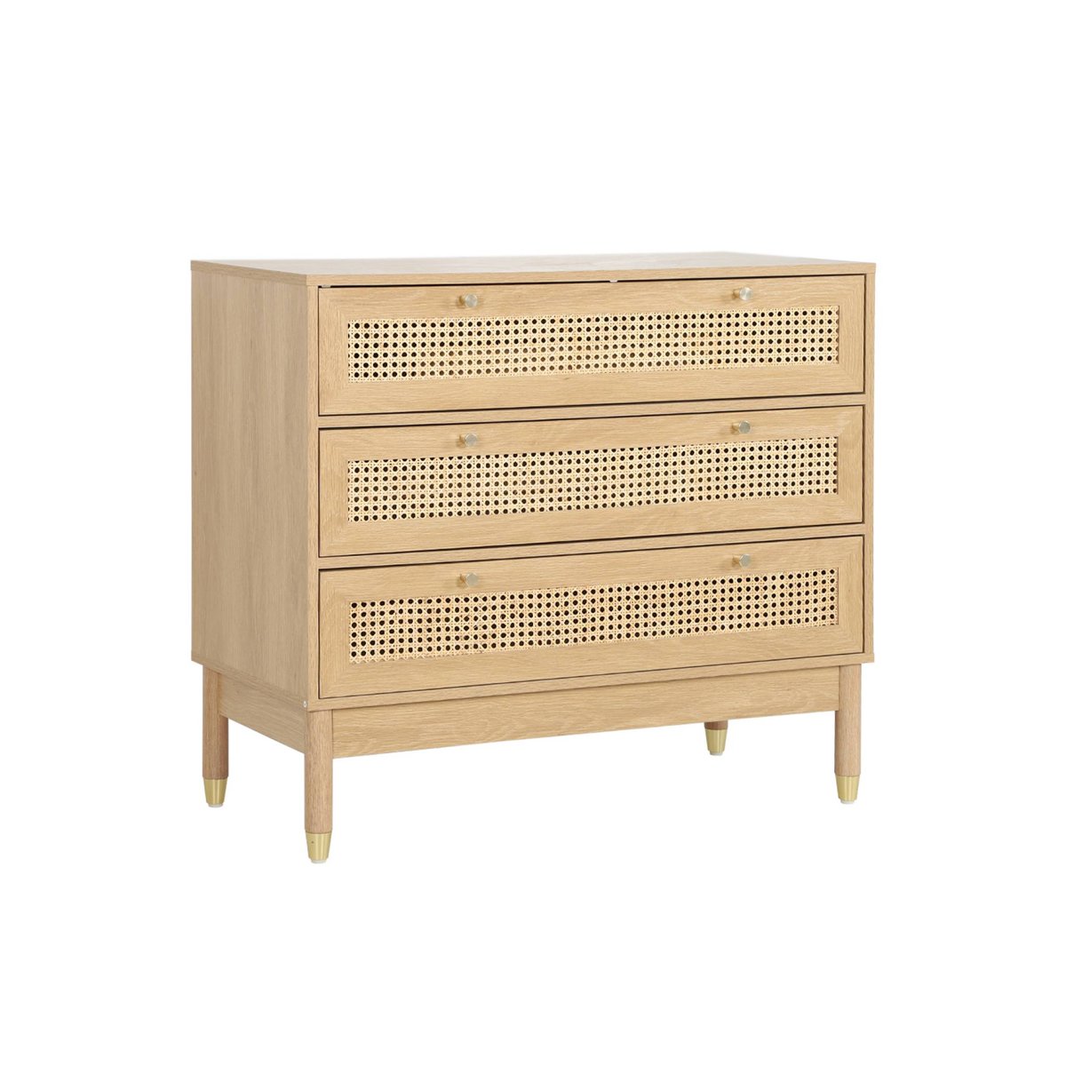 Commode décor bois et cannage 3 tiroirs JUDITH naturel, SWEEEK