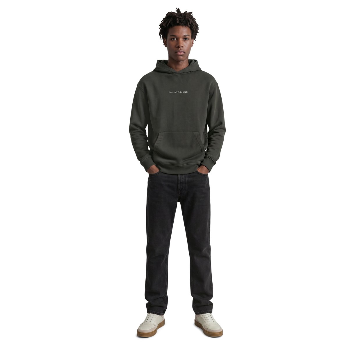Hoodie relaxed en pur coton bio noir, MARC O’POLO DENIM
