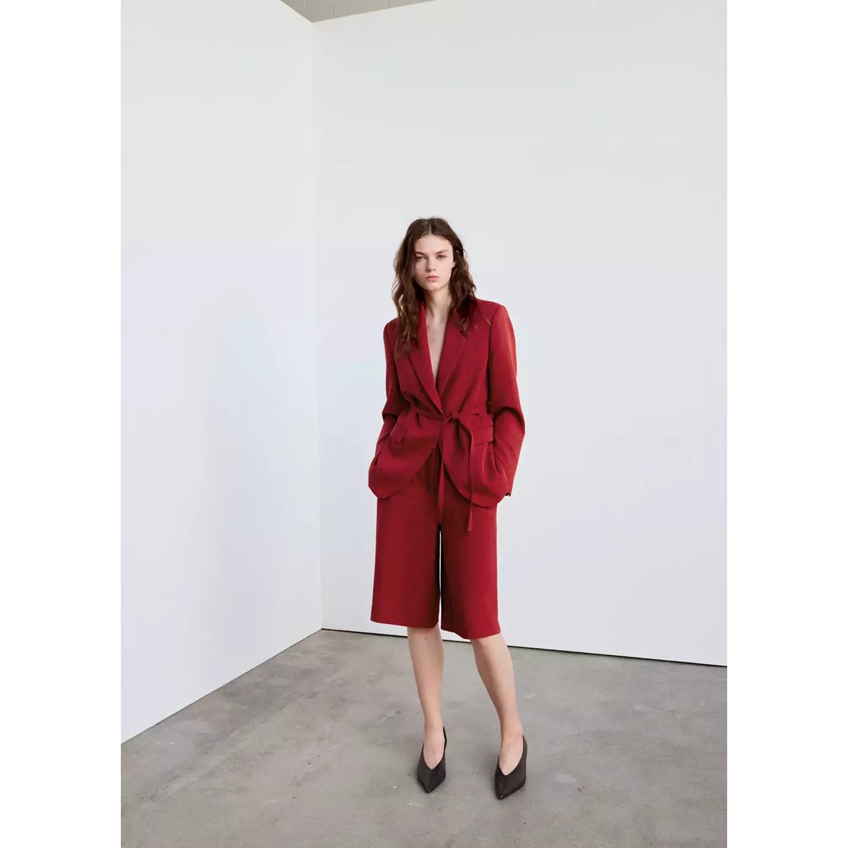 Blazer croisé nœud orange foncé, MANGO