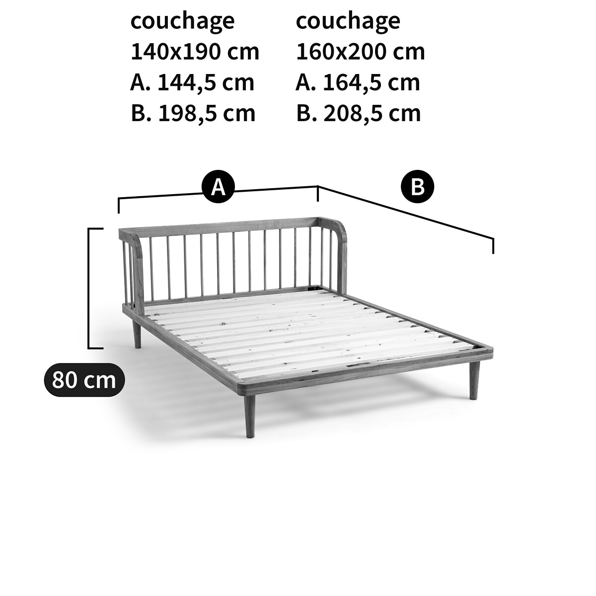 Matea Solid Oak Bed with Bed Base oak, LA REDOUTE INTERIEURS